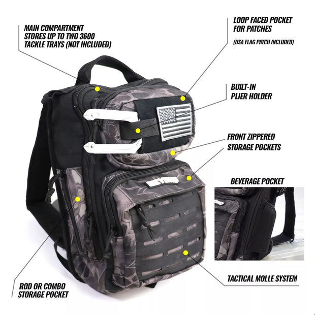 beyond fishing tackle backpack- the voyager black onyx